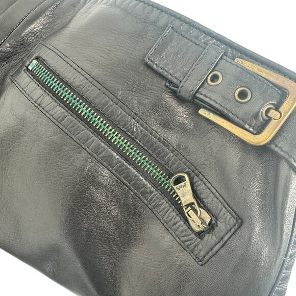 Vintage Emilio Pucci Firenze Leather Low Rise Y2K Pants Interior Silk Lined - Picture 6 of 7